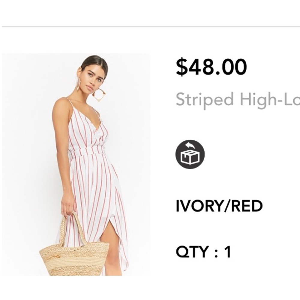 Striped red and white high low dress.